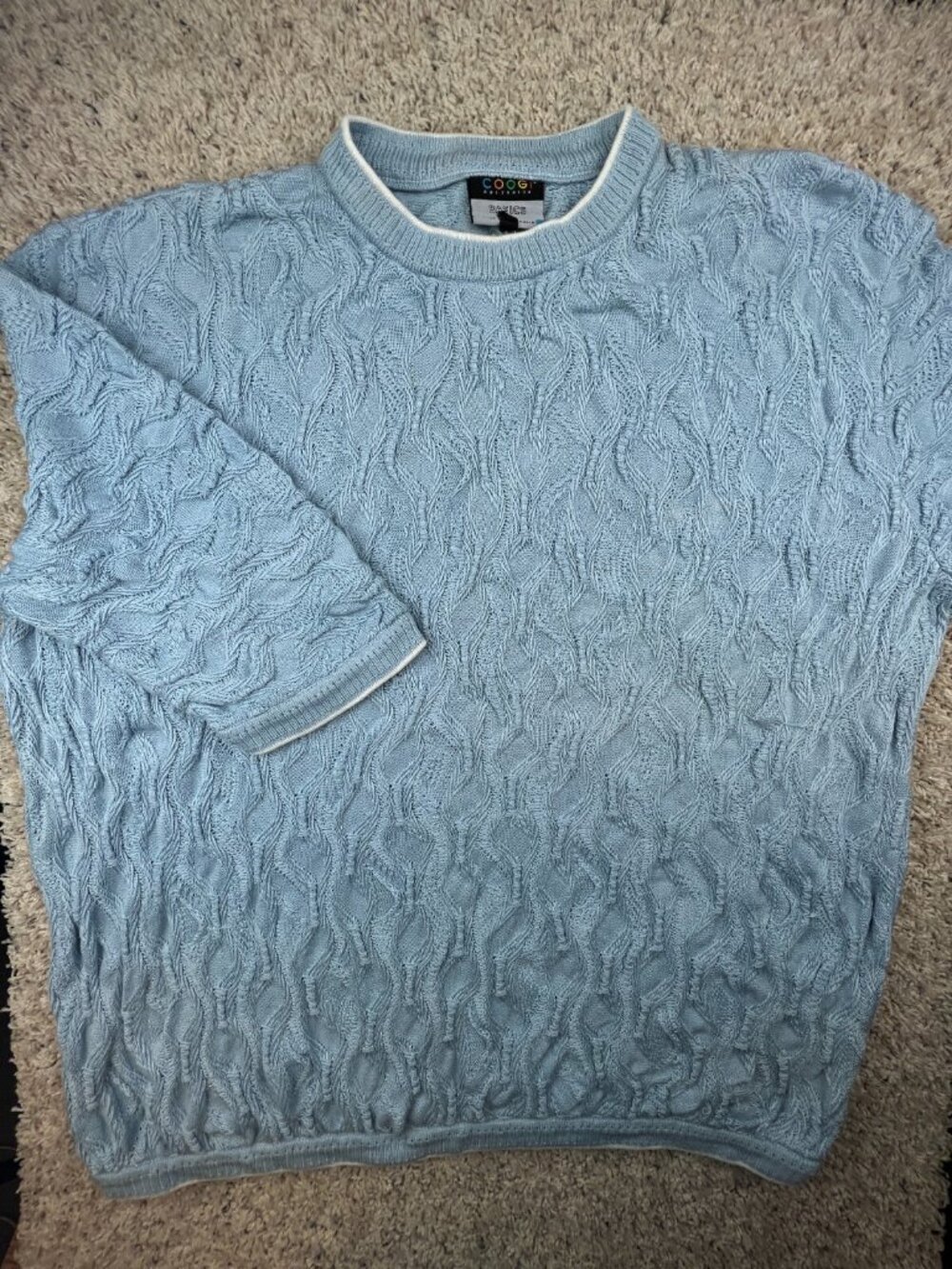 Coogi Australlia Basics Short Sleeve Sweater Blue Knit Women’s Unisex Size 2X